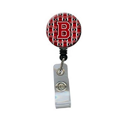 CAROLINES TREASURES Letter B Football Red, Black and White Retractable Badge Reel CJ1073-BBR